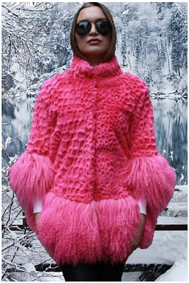 pink rex rabbit fur jacket tibetan lamb