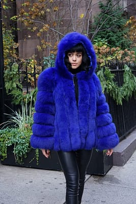 Royal Blue Fox Jacket Hood