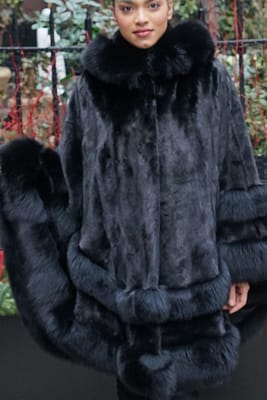 Black Mink Cape Black Fox Trim Hood