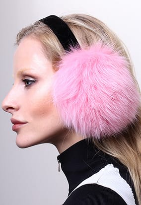 Pink Fox Fur Ear Muffs