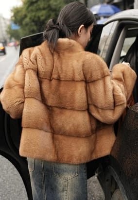 Horizontal Whiskey Mink Jacket