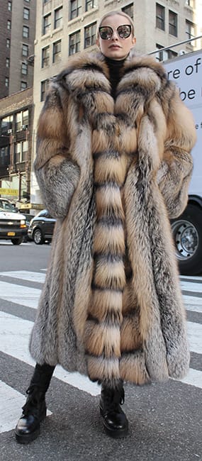 Full Length Cross Fox Fur Coat Tuxedo Cross Fox Fur