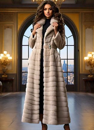 Tourmaline Mink Coat Horizontal Full Length