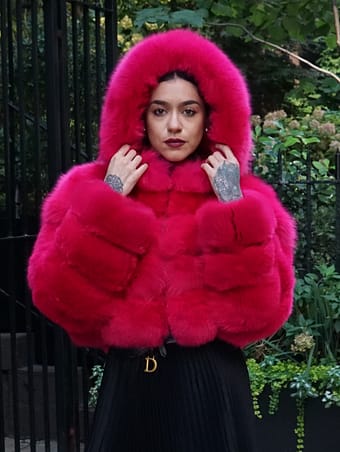 FUSHIA FOX JACKET HOOD