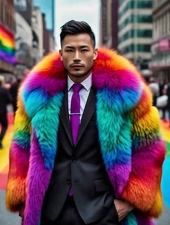 Multicolored Mens Fox Jacket