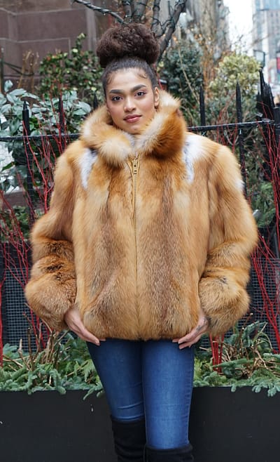 Classic Red Fox Bomber Jacket Hood