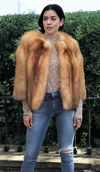 Natural red fox fur bolero jacket