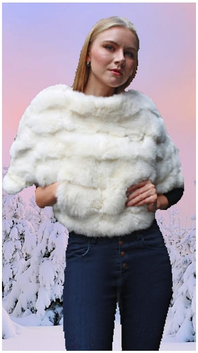 white rabbit fur caplet