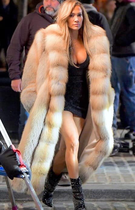 JLo Golden Island Fox Coat Hustler Movie