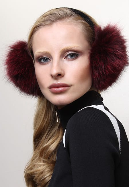 Dark Red Fox Fur Earmuffs