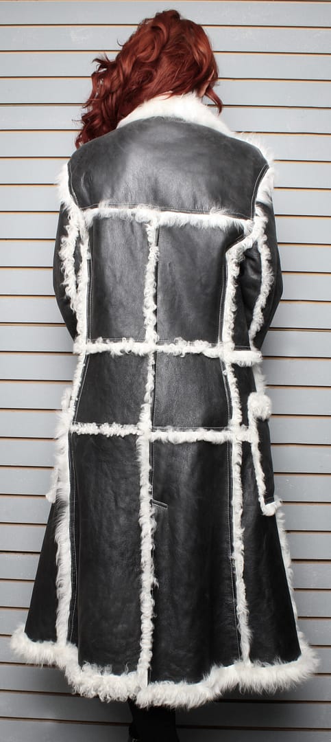 Abstract Line Art Faux Shearling Sherpa Jacket Coat Black deals & White Women's M