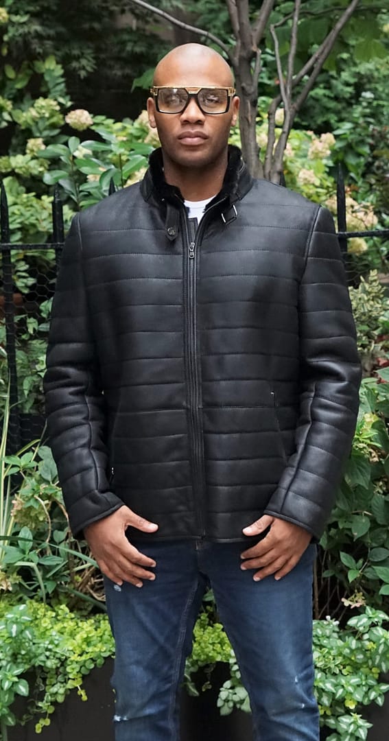 Mens Black Shearling Jacket 3837