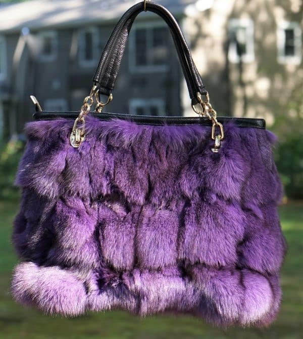 Purple Fox Fur Bag