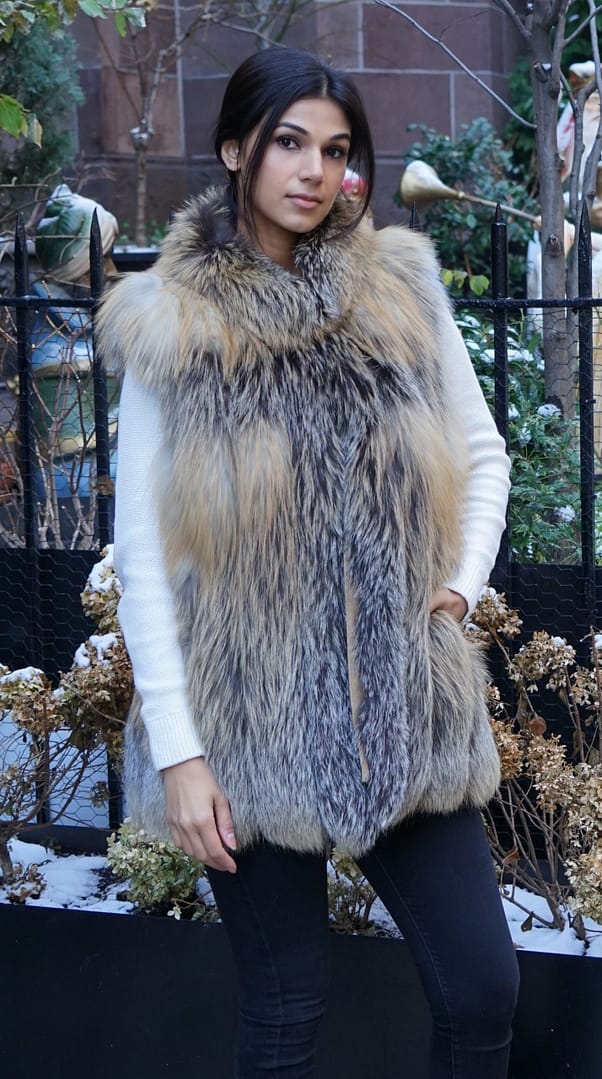 Cross Fox Fur Vest Horizontal