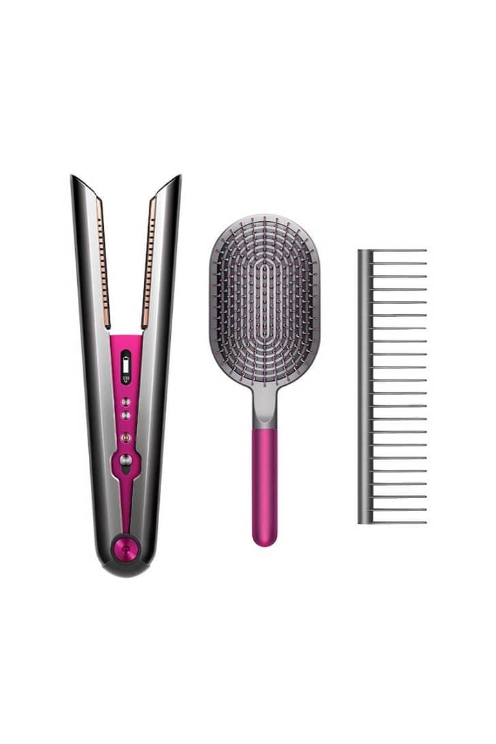 A straightener comb and hairbrush