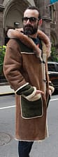 CLASSIC CASUAL MENS SHEARLING STROLLER FOX TRIM HOOD