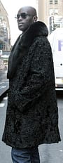 Mens Black Persian Lamb Fur Coat Black Fox Fur Collar