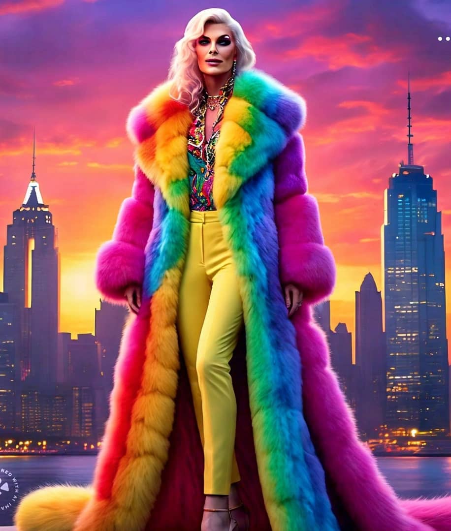 Rainbow Fox Full Length Coat