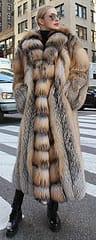 Full Length Cross Fox Fur Coat Tuxedo Cross Fox Fur