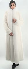 White Mink Fur Coat with White Fox Fur Tuxedo Trim