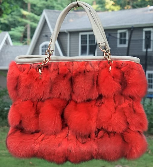 Orange Fox Fur Bag